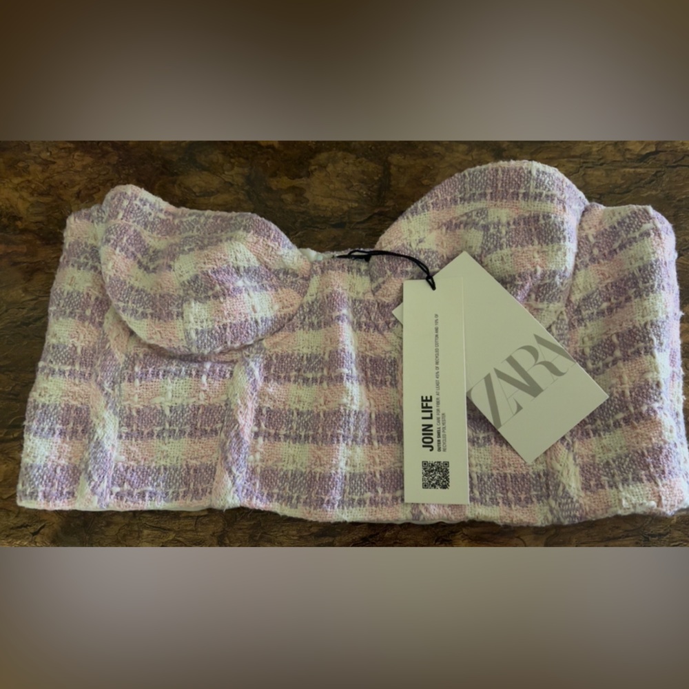 Zara Corset Cropped Plaid Top